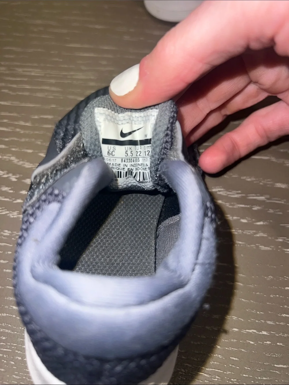 Nike Kids Grey Knit Sneaker with Velcro Strap